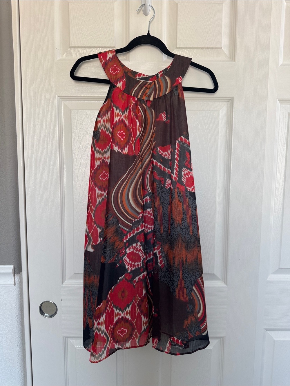 Walterbaker by Walter Sleeveless Red Patterned Swing Dress - Size 10P